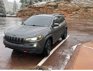 Zion National Park in the snow - our Jeep