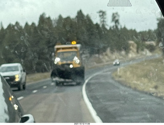 184 a18. drive on Route 89 to Flagstaff - snowplow in mirror