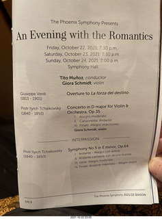 Symphony Hall - Phoenix Symphony - Romantics  program