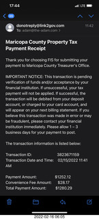 Maricopa Country Property Tax receipt