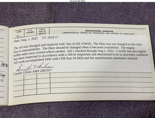 N8377W logbooks 2022-08-01 engine log