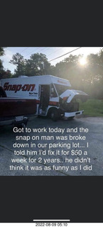 Facebook - Snap on van breaks down