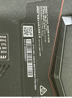 MSI laptop label