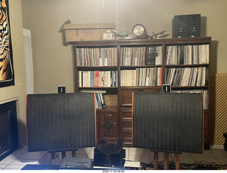 my Quad ESLs with Decca tweeters on top with my cat Jane on the Eagle 2 amp