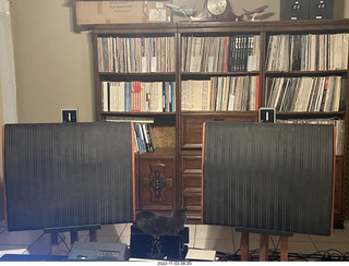 my Quad ESLs with Decca tweeters on top with my cat Jane on the Eagle 2 amp