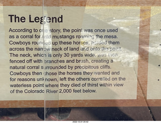 268 a1n. Utah - Dead Horse Point State Park - sign - The Legend