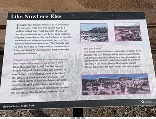 181 a1n. Utah Goblin Valley State Park - valley of goblins- Like Nowhere Else sign