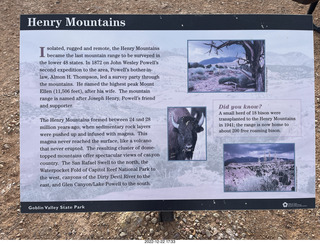 263 a1n. Utah Goblin Valley State Park - Henry Mountains sign