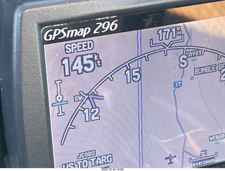 aerial - Garmin GPSmap 296 showing groundspeed of 145 knots, a lot of tailwind