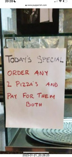 Facebook - Today's special - order two pizzas and pay for them both