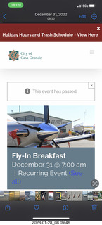 Casa Grande fly-in breakfast add for 2022 December 31