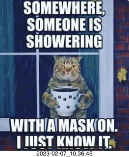 Facebook - Somewhere, someone is showering with a mask on. I just know it.