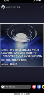 Facebook - aliens taking over government