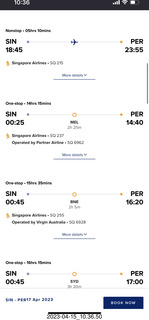 18 a1s. HOP2 alternative routings SIN-PER