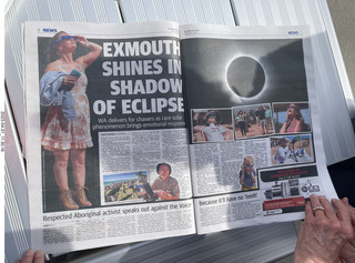 51 a1s. Astro Trails - Australia - Lancelin - newspaper on eclipse