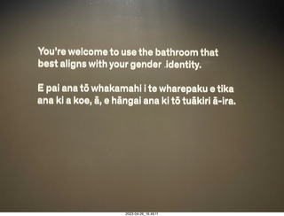 296 a1s. New Zealand - Auckland Art Museum - trans bathroom sign in two languages