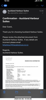 331 a1s. New Zealand - Auckland - hotel confirmation