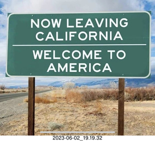 Facebook - sign - NOW LEAVING CALIFORNIA - WELCOME TO AMERICA