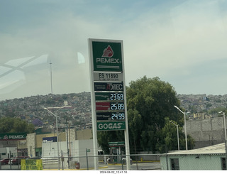 drive back to Mexico City - gas in pesos per liter