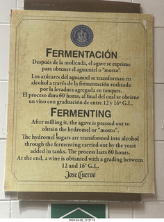 117 a24. town of Tequila tour  - how they make tequila sign on Fermenting