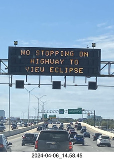 Facebook - NO STOPPING ON HIGHWAY TO VIEW ECLIPSE sign