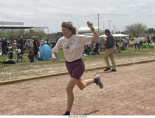 Torreon eclipse day - Gwyneth Hueter running on a victorious afternoon