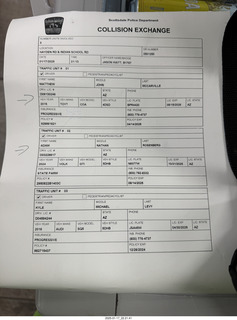 Scottsdale, Hayden Road, my car crash - Collision Exchange document