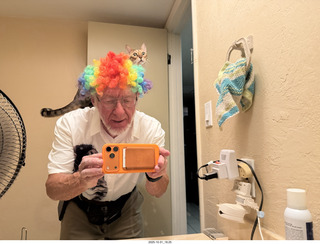 Adam on Halloween with pickle on my shoulders