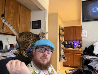 Adam on Halloween with pickle on my shoulders