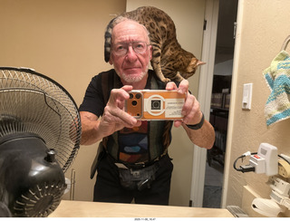 cat Pickle on my shoulder