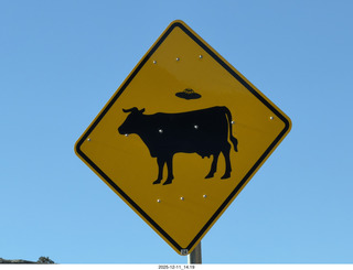 316 a2q. Utah Route 313 - cow sign with flying saucer UFO