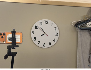 Adam nearly nude with my new bathroom mirror clock