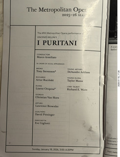 New York City - Manhattan - Lincoln Center - Metropolitan Opera - I Puritani program
