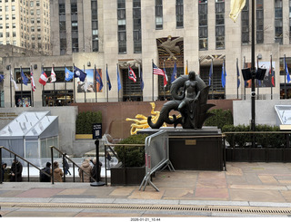 New York City - Manhattan - Rockafeller Center - ice skating rink with Prometheus