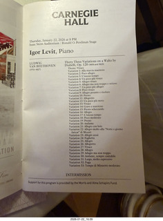 New York City - Manhattan - Carnegie Hall program (not my show)