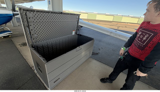 Tyler and new airplane storage box