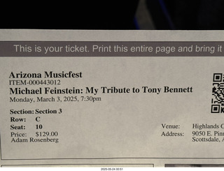 Arizona Musicfest - Michael Feinstein (2025 March 3) program