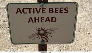 Brown's Ranch hike - sign - Active Bees Ahead