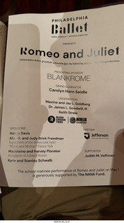 Philadelphia Ballet - Romeo and Juliet program