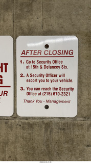 kimmel parking lot after-hours instructions