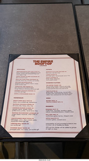 New York City - Empire Hotel - Rooftop menu