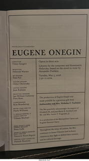 New York City - Lincoln Center - Metropolitan Opera - Eugene Onegin program