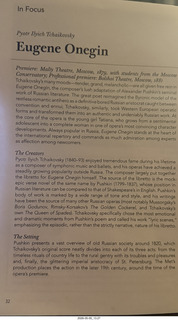 New York City - Lincoln Center - Metropolitan Opera - Eugene Onegin program
