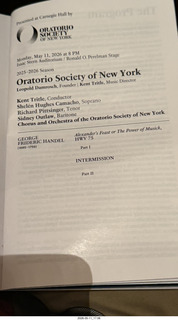 47 a2v. New York City - Carnegie Hall - Oratorio Society of New York program