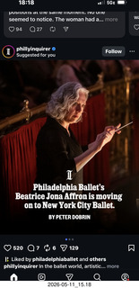 125 a2v. Notice - Beatrice Jona Affron is moving from Philadelphia to New York Ballet