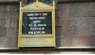 63 a2v. New York City - Fifth Avenue Presbyterian Church sign