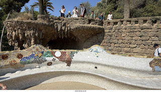 62 a2y. Spain - Barcelona - Park Guell (Gaudi) undulating mosaic tile