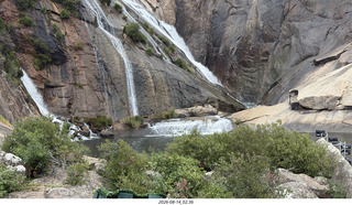 77 a2y. Spain - bus tour of north shore - river ending in waterfall
