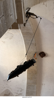 214 a2y. Spain - bus tour of north shore - church - hanging boat