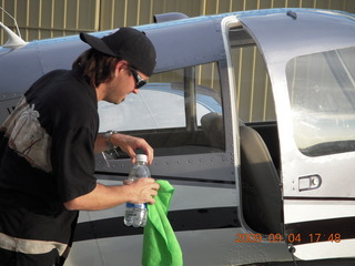 Blythe (BLH) fly-in - Sean cleaning N8483R newly painted